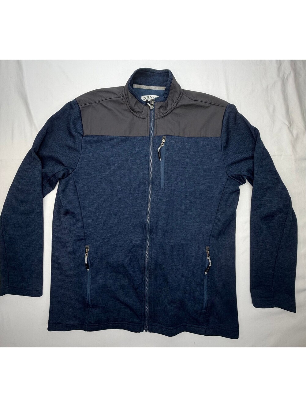 Orbis Men's Full Zip Jacket Bonded Mesh Lightweight Fleece Size Medium Blue